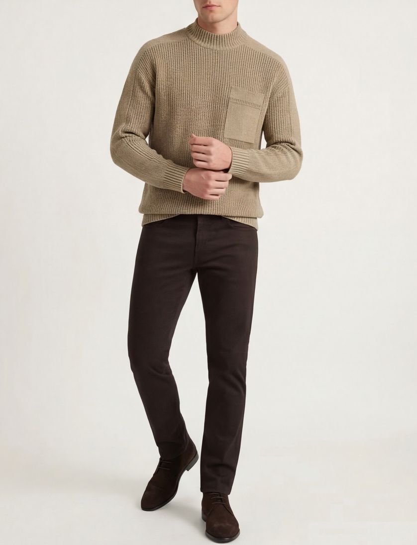 trui Boss orange beige effen wol