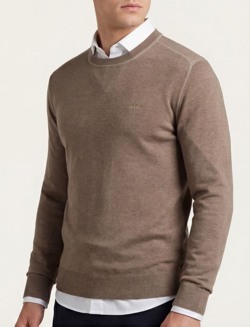 Boss Orange Estafo Trui Bruin wol gemêleerd