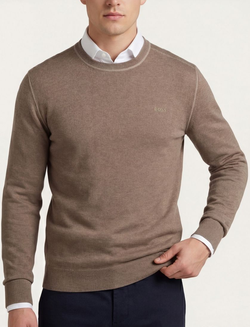 Boss Orange Estafo Trui Bruin wol gemêleerd