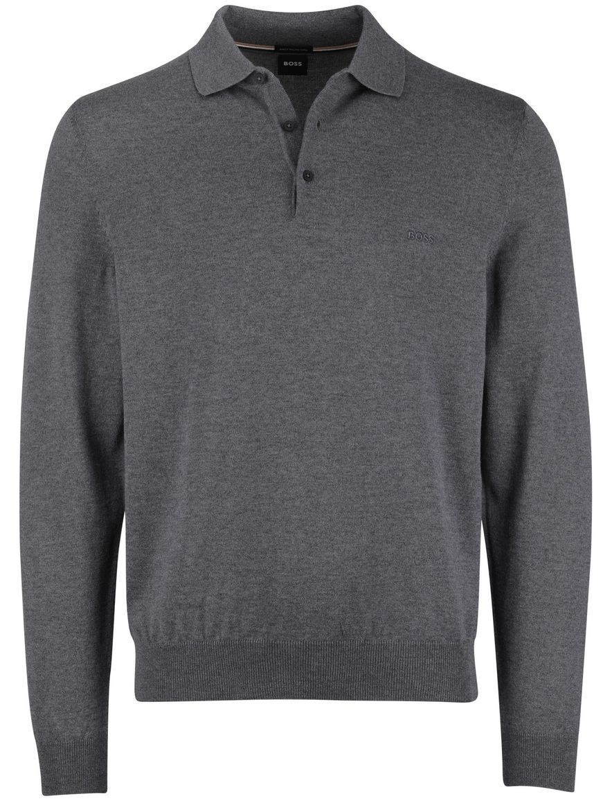 Boss Black Bono-L grijze trui lamswol knopen