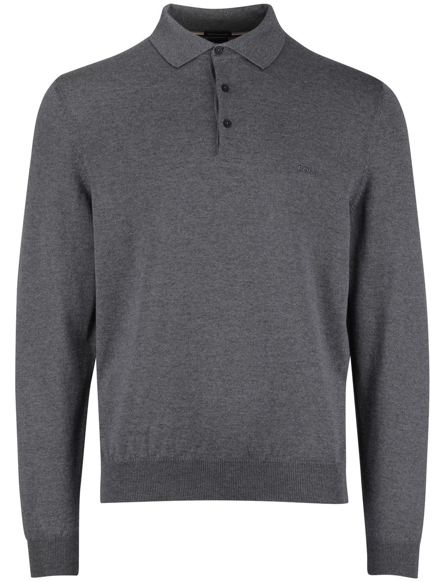 Boss Black Bono-L grijze trui lamswol knopen