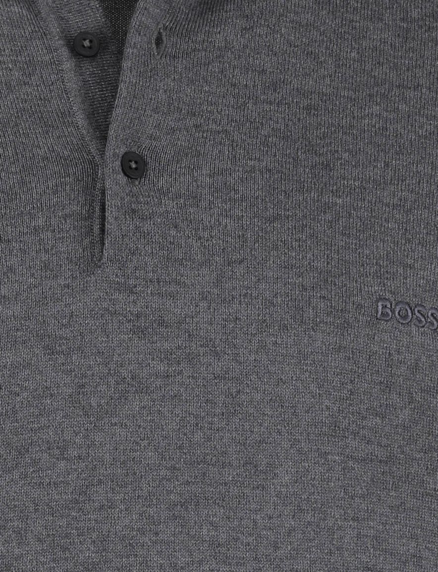 Boss Black Bono-L grijze trui lamswol knopen