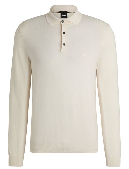 Boss Black polo lange mouw Bono-L creme