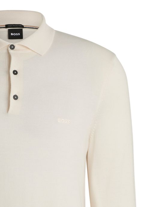 Boss Black polo lange mouw Bono-L creme