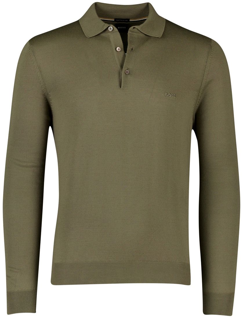 Boss black groen normale fit scheerwol