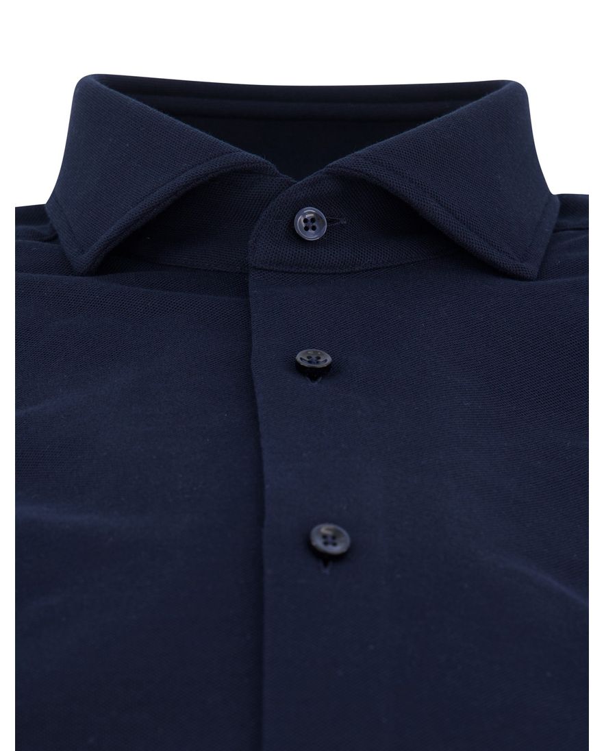 Boss slim fit overhemd navy effen knitted