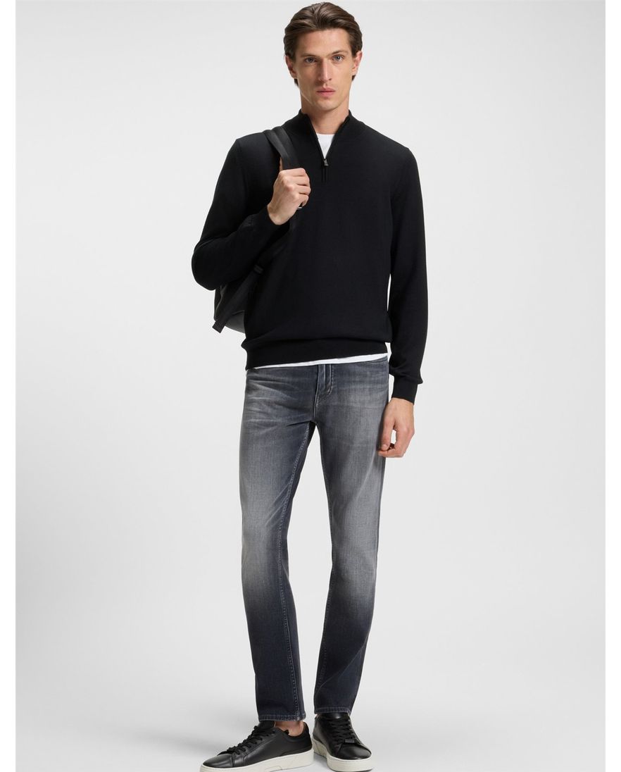 Boss Black half zip trui effen zwart normale fit