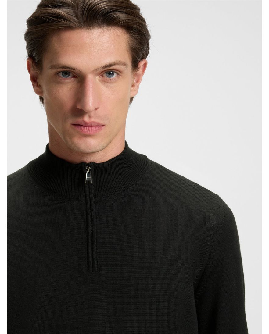 Boss Black half zip trui effen zwart normale fit