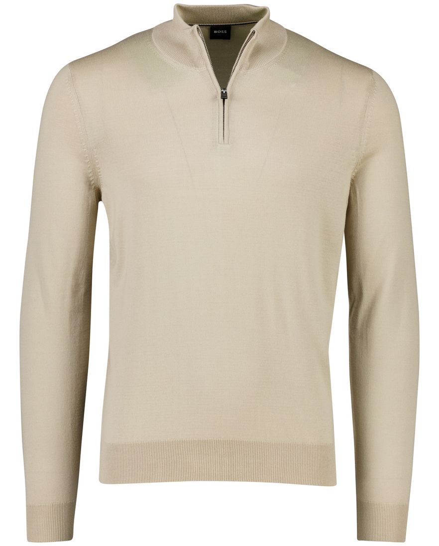 Boss Black Ebenji half zip trui beige