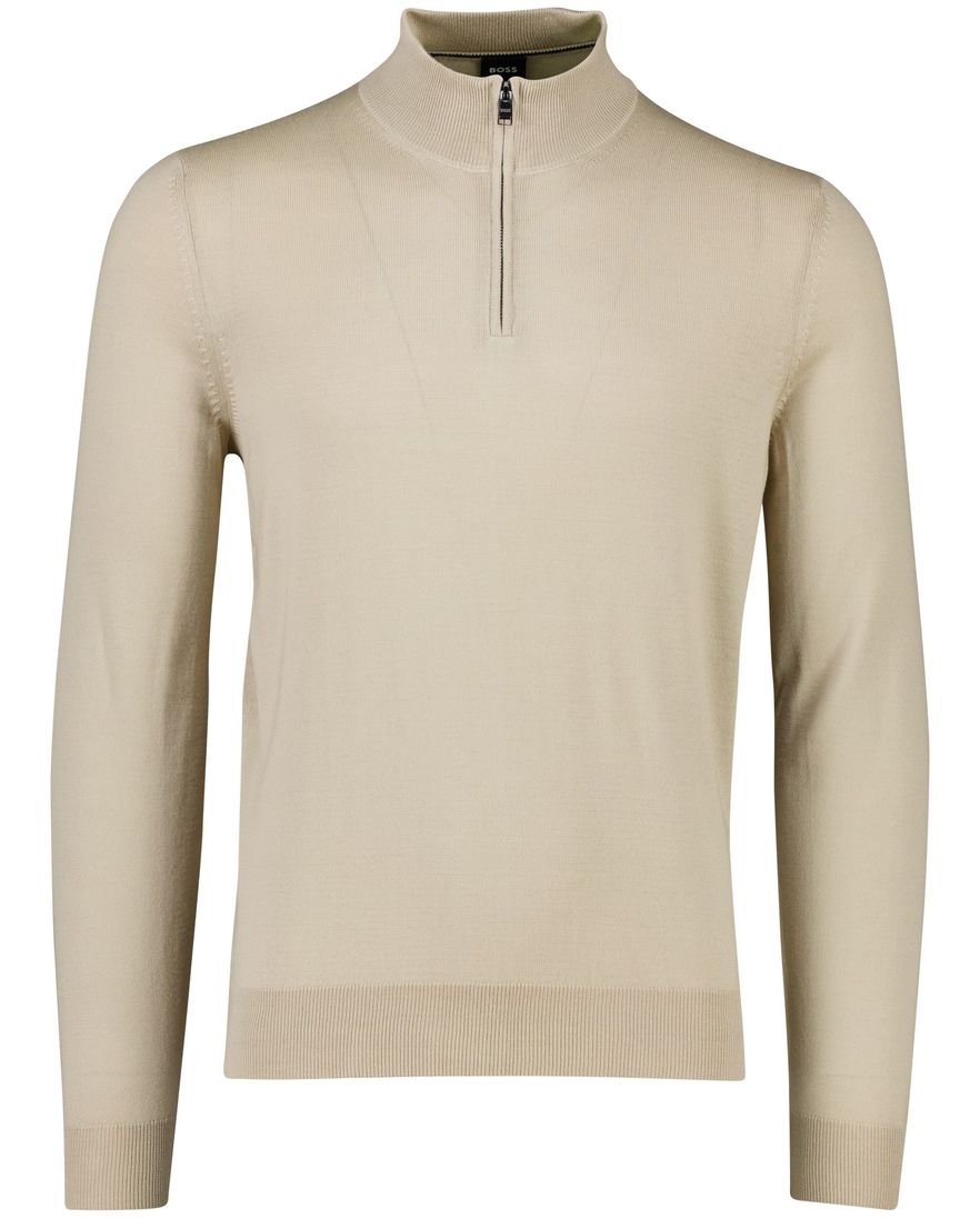 Boss Black Ebenji half zip trui beige