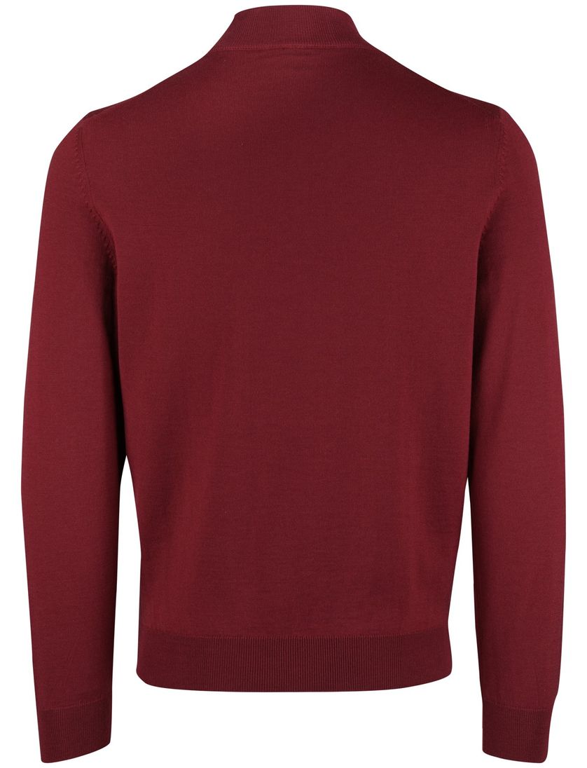 Boss Black Ebenji trui rood half zip effen lamswol