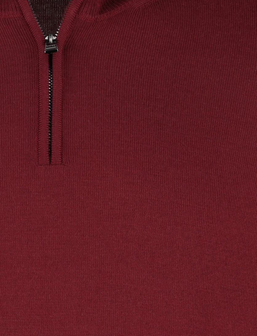 Boss Black Ebenji trui rood half zip effen lamswol