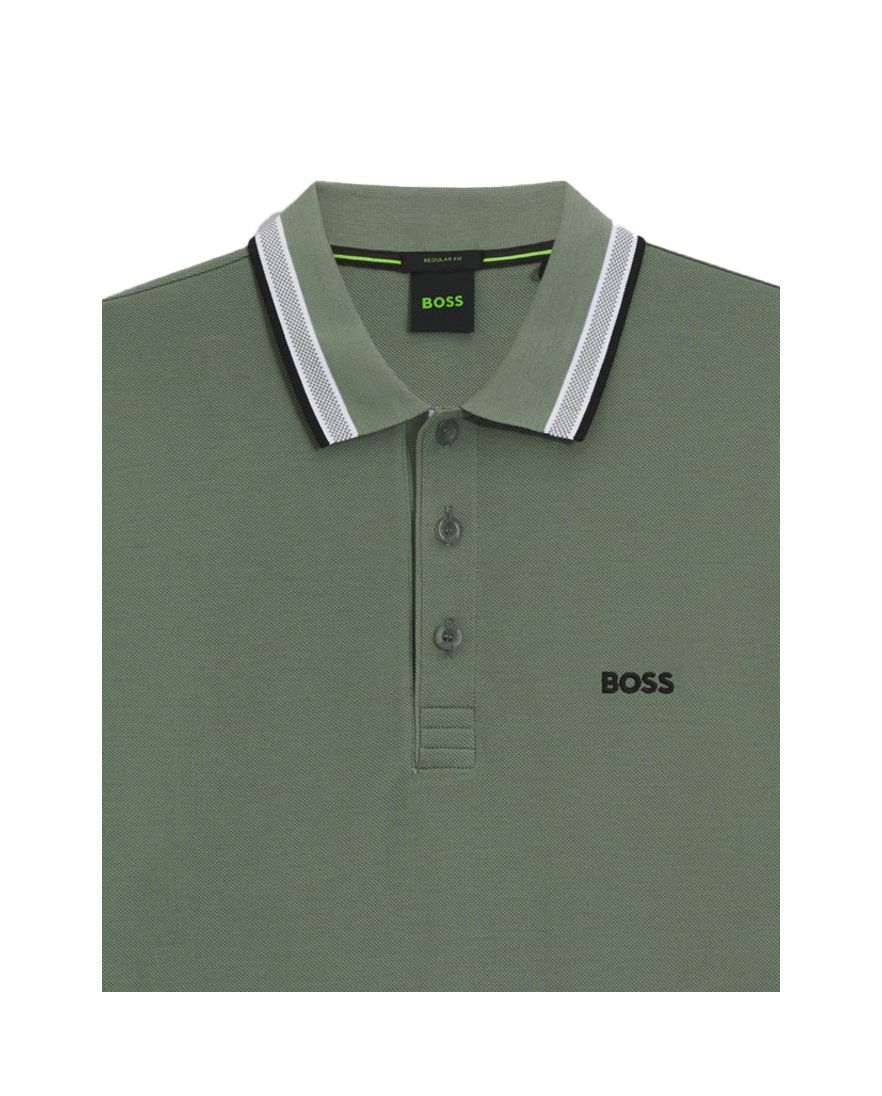 Polo lange mouw BOSS Green Plisy groen Big & Tall