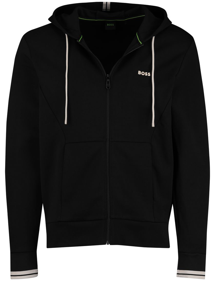 Boss Green Vest zwart witte koorden met capuchon