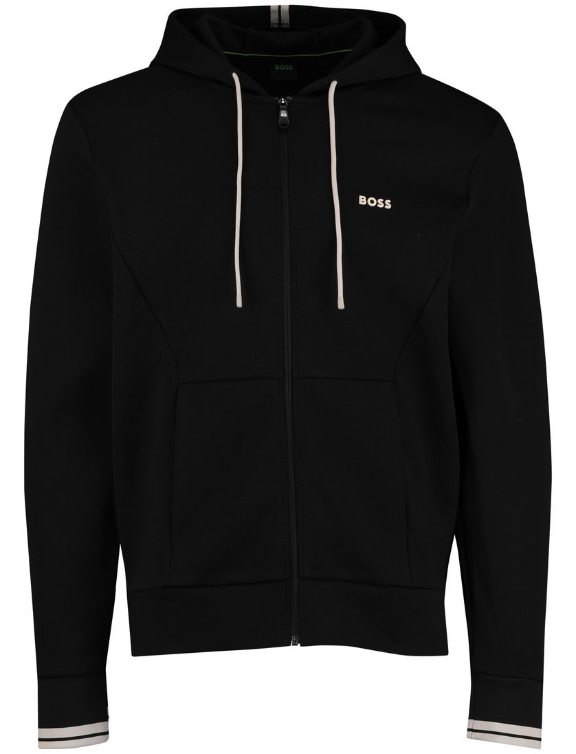 Boss Green Vest zwart witte koorden met capuchon