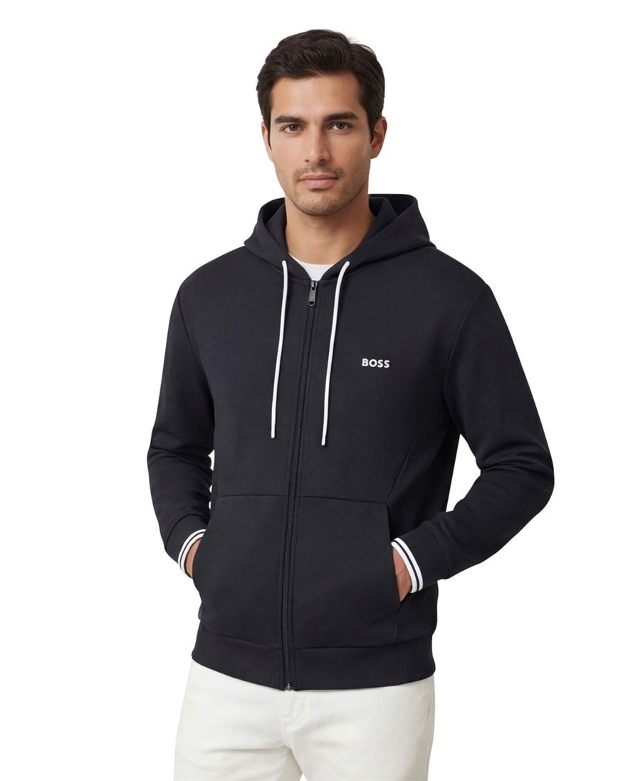 BOSS Green FZ Hoodie Zone sweatvest donkerblauw B&T