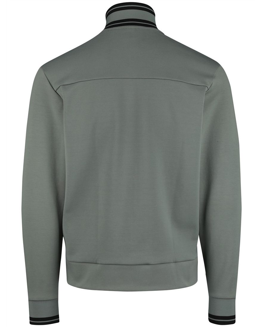 Boss Green Vest Groen zwarte opstaande kraag effen