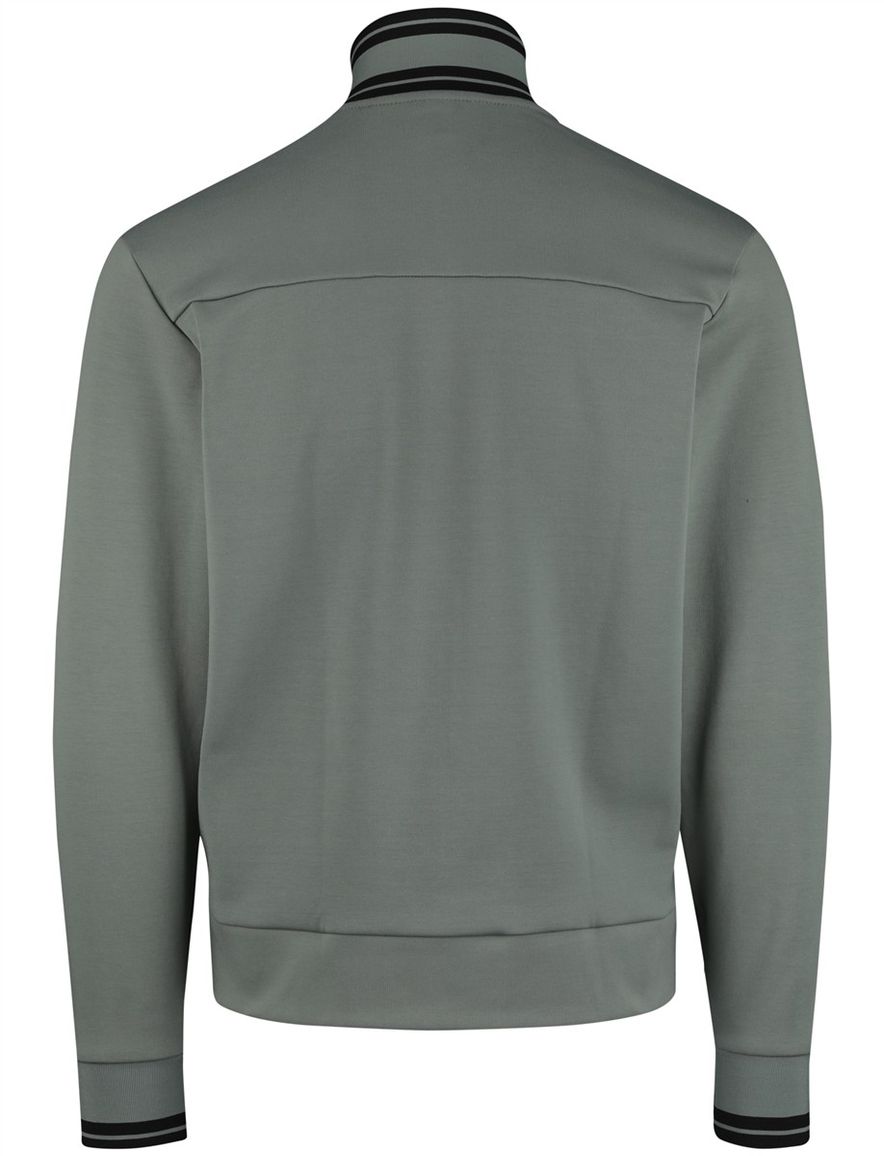 Boss Green Vest Groen zwarte opstaande kraag effen