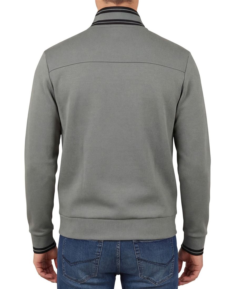 Boss Green Vest Groen zwarte opstaande kraag effen