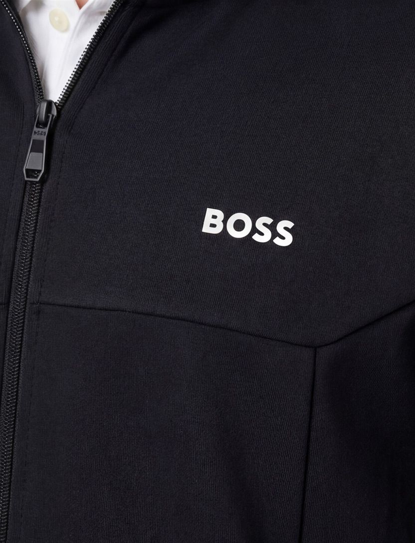 Boss Green Vest donkerblauw witte opstaande kraag katoen