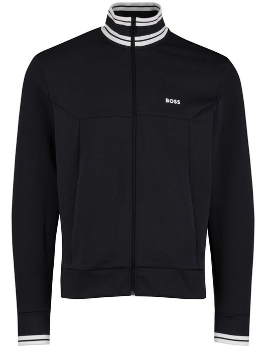 Boss Green Vest donkerblauw witte opstaande kraag