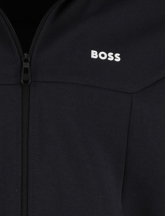 Boss Green Vest donkerblauw witte opstaande kraag