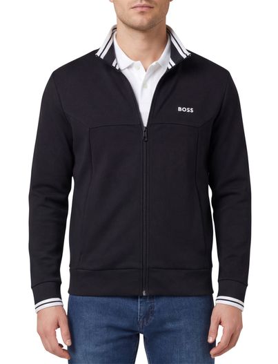 Hugo Boss Boss Green Vest donkerblauw witte opstaande kraag katoen