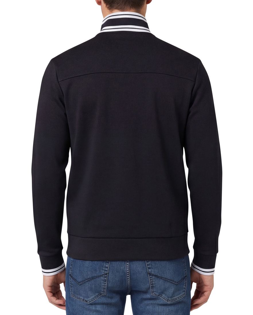 Boss Green Vest donkerblauw witte opstaande kraag effen