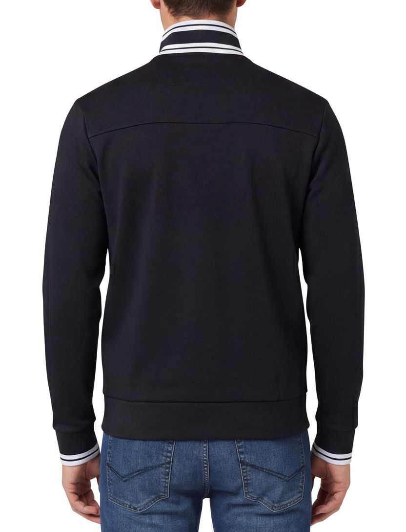 Boss Green Vest donkerblauw witte opstaande kraag katoen