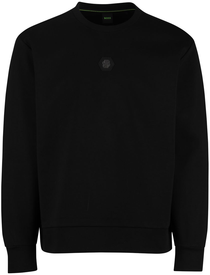BOSS Green trui ronde hals zwart 100% katoen