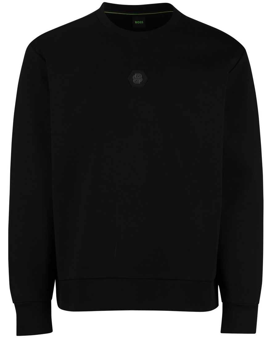 BOSS Green trui ronde hals zwart effen