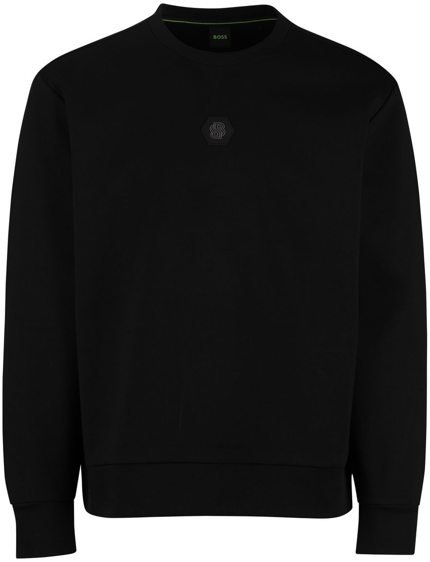 BOSS Green trui ronde hals zwart effen