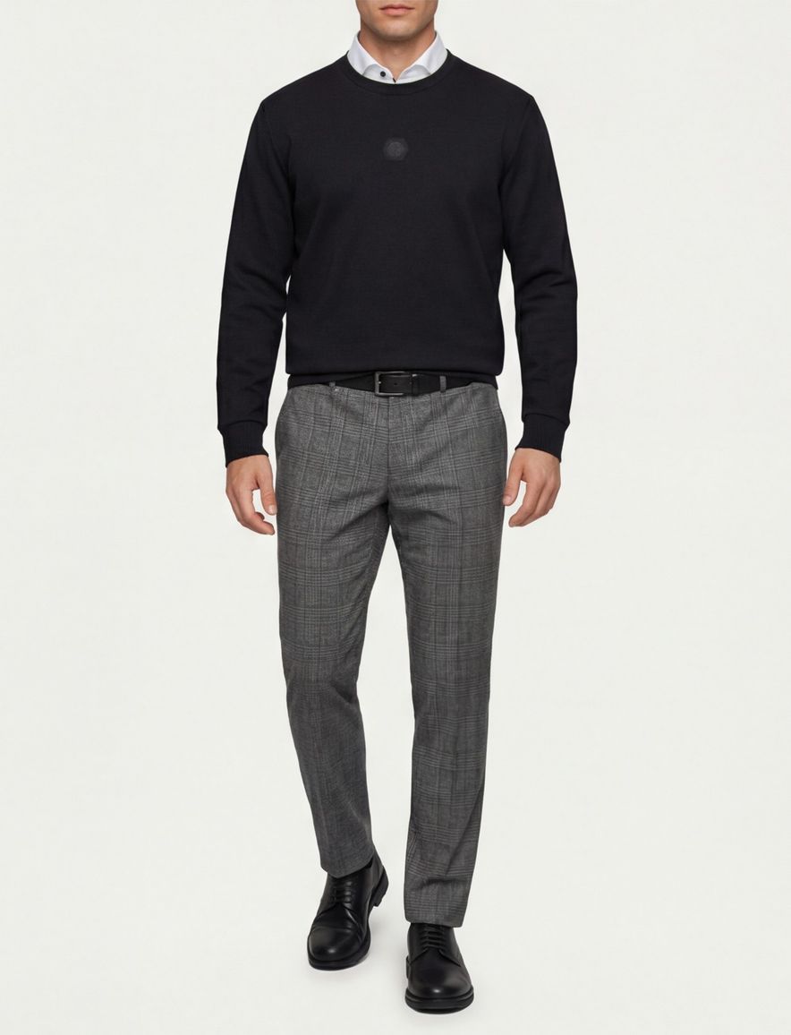 BOSS Green trui ronde hals zwart effen