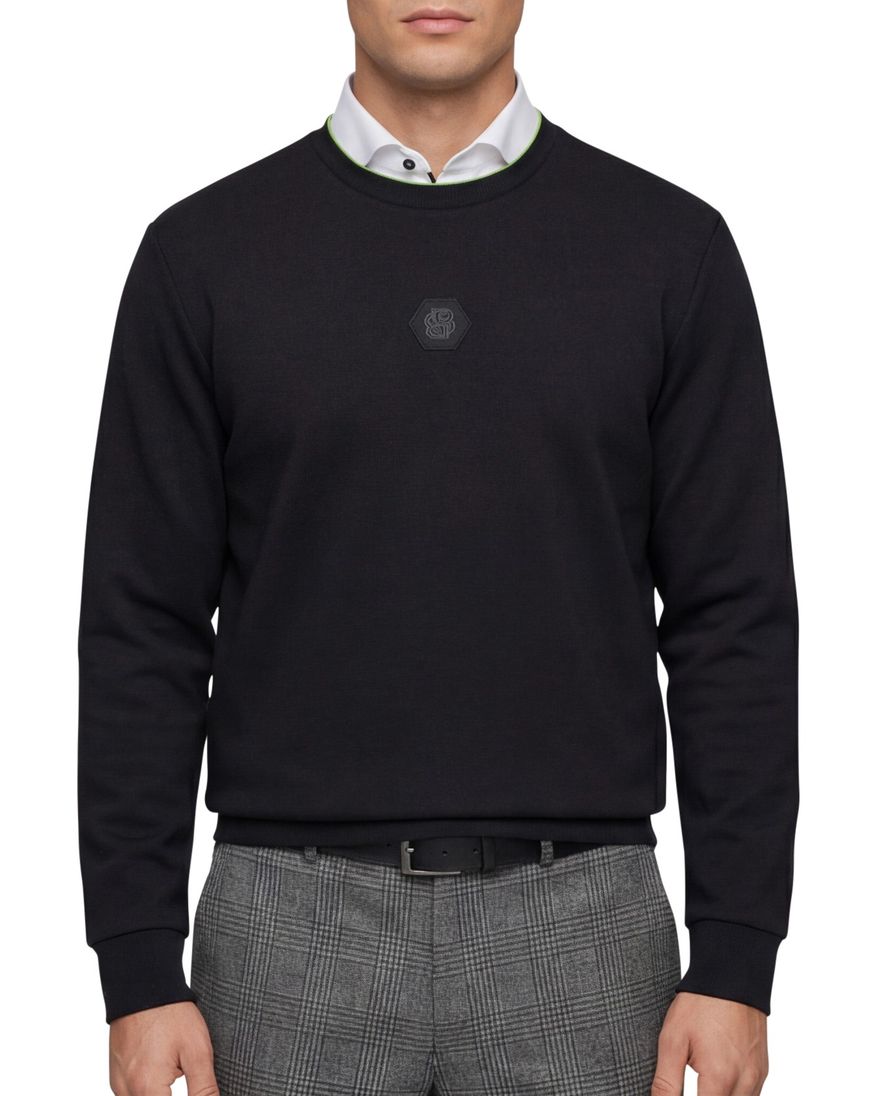 BOSS Green trui ronde hals zwart effen