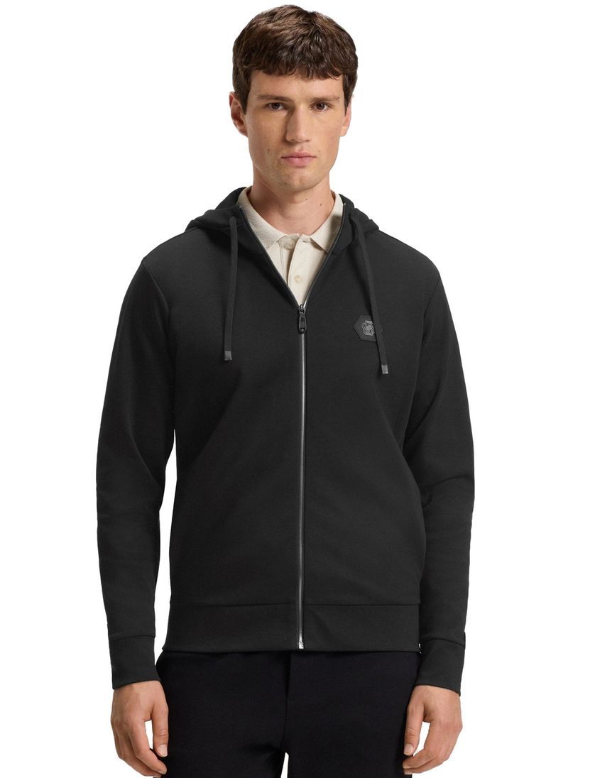 Boss Green vest zwart effen met capuchon regular fit