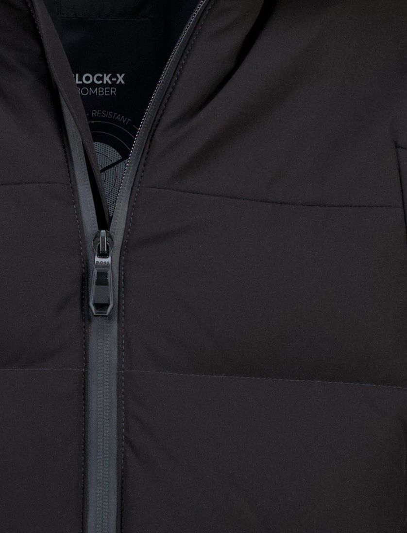 Winterjas Boss Green zwart puffer met capuchon