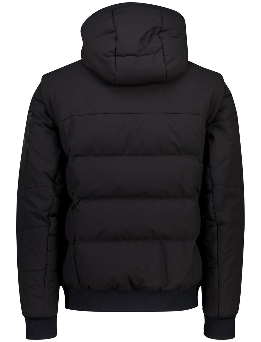 Winterjas Boss Green zwart puffer met capuchon
