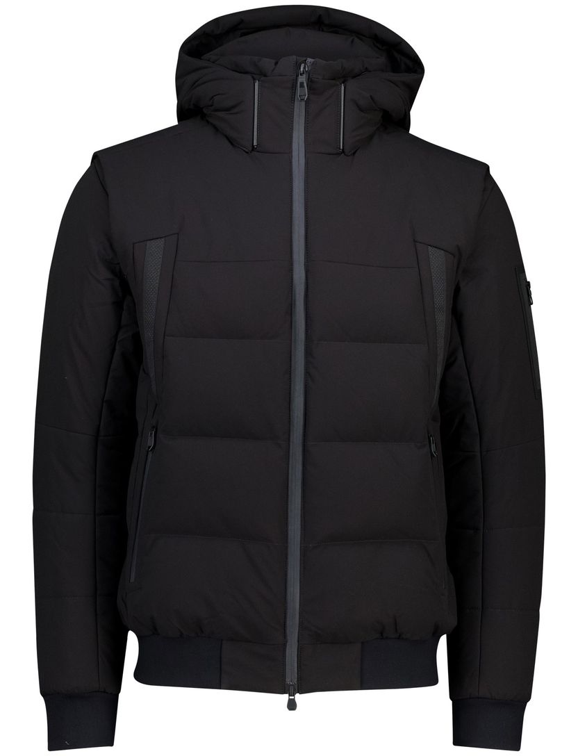 Winterjas Boss Green zwart puffer met capuchon