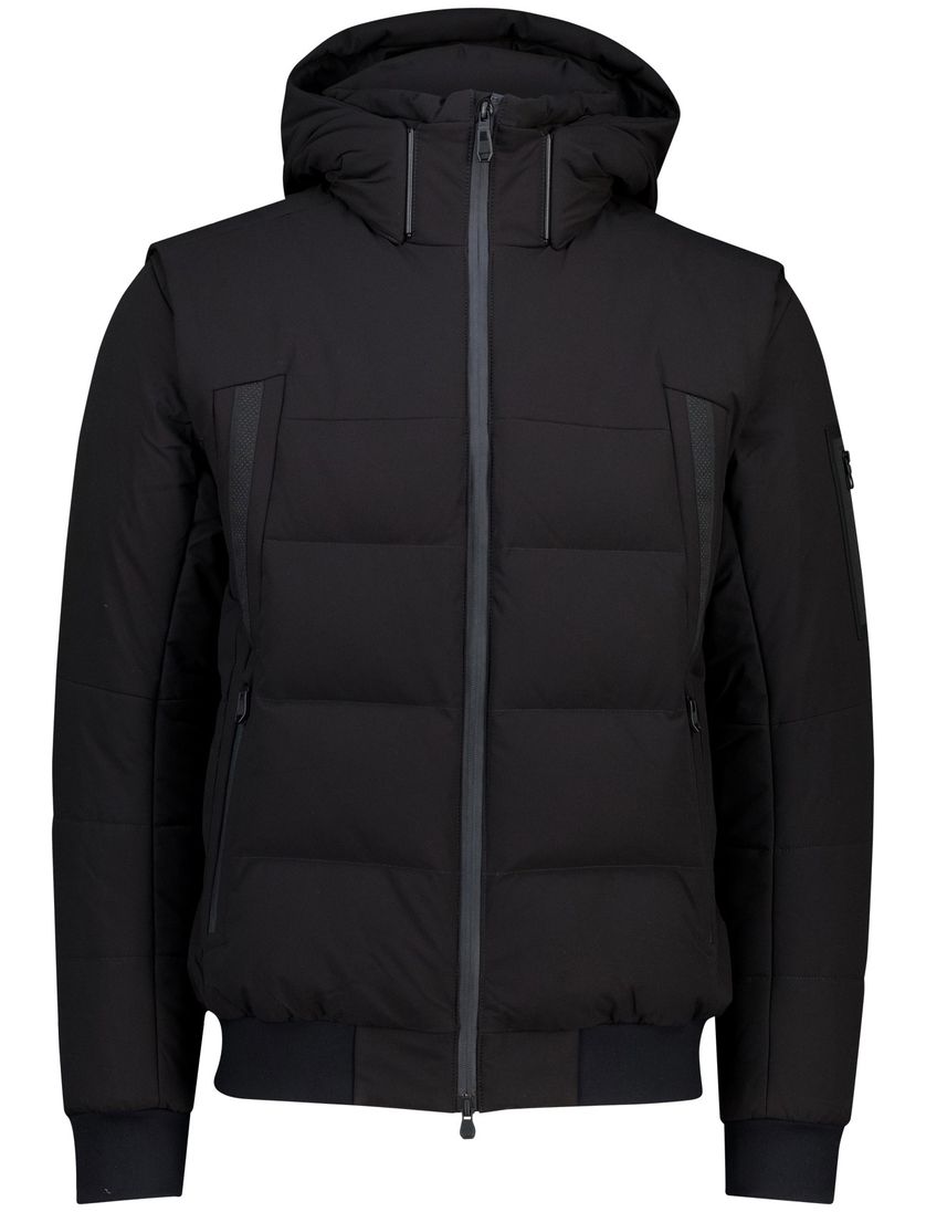 Winterjas Boss Green zwart puffer met capuchon