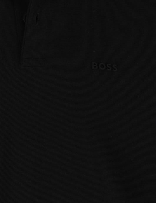 Boss Green Plisy lange mouwe polo zwart effen katoen