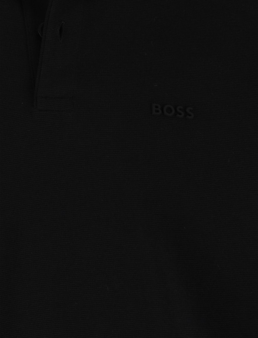 Boss Green Plisy lange mouwe polo zwart effen katoen