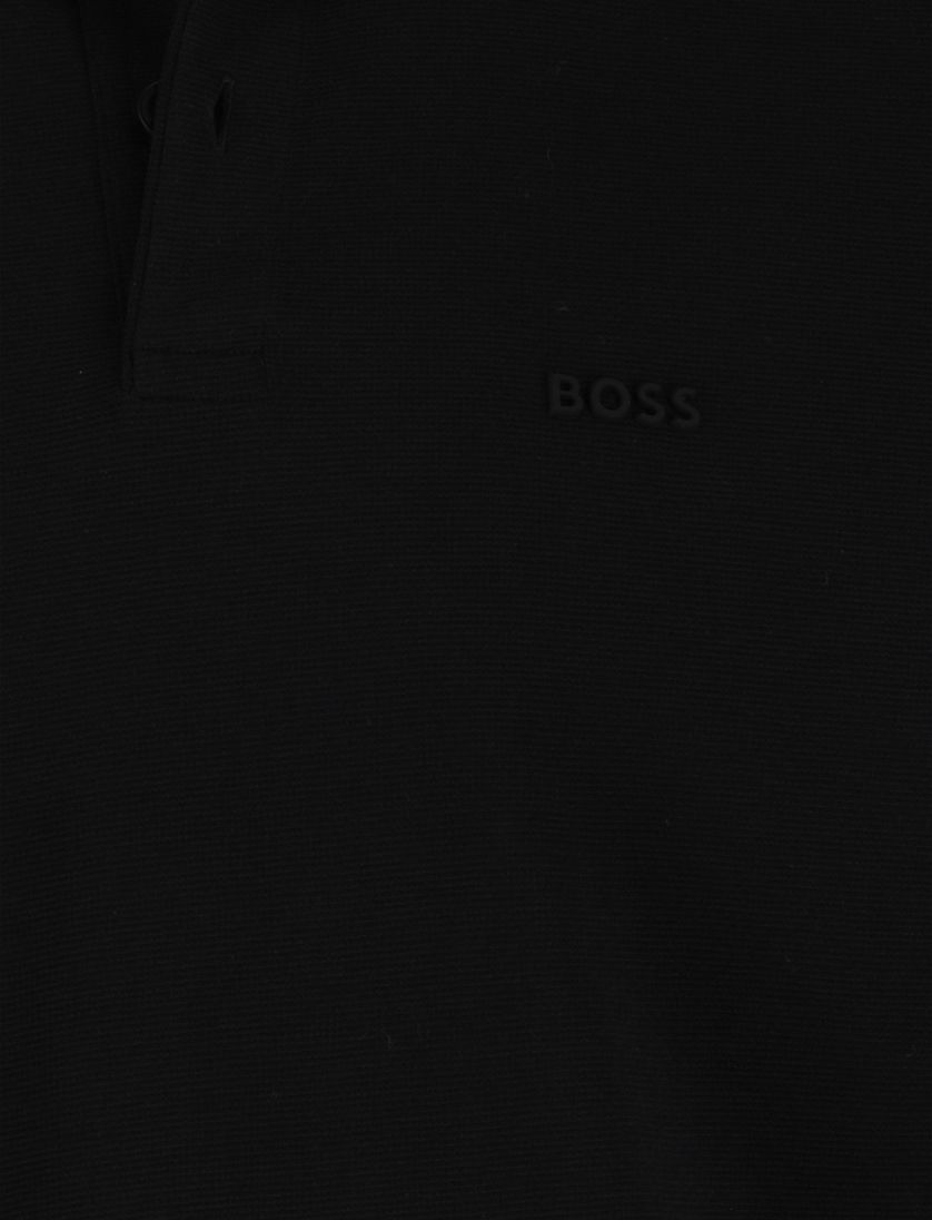 Boss Green Plisy polo lange mouw katoen effen zwart