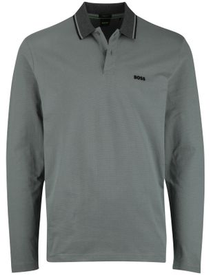 Hugo Boss Boss Green Plisly poloshirt lange mouw normale fit groen