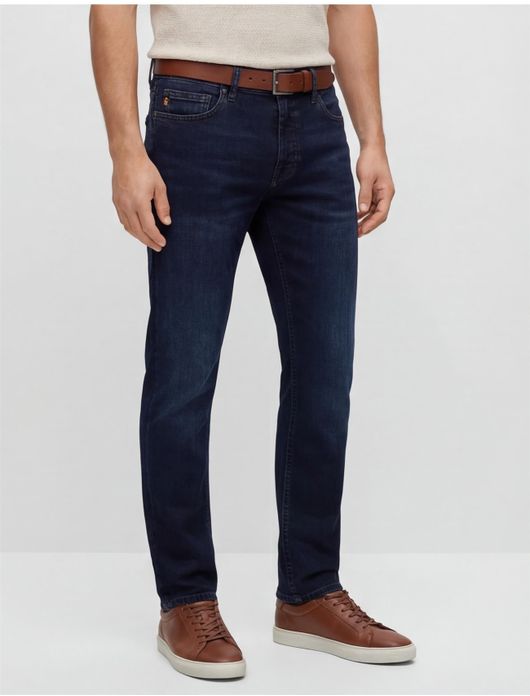 Boss orange jeans slim fit donkerblauw katoen