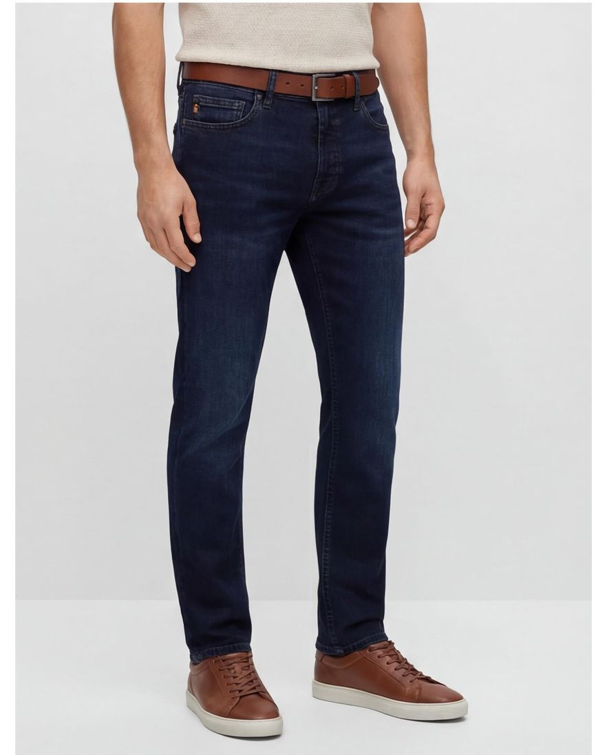 Boss orange jeans slim fit donkerblauw katoen