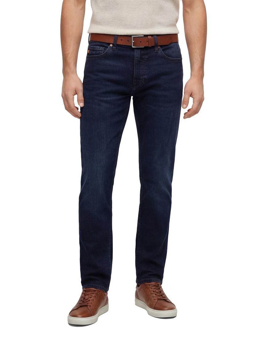 Boss orange jeans slim fit donkerblauw katoen