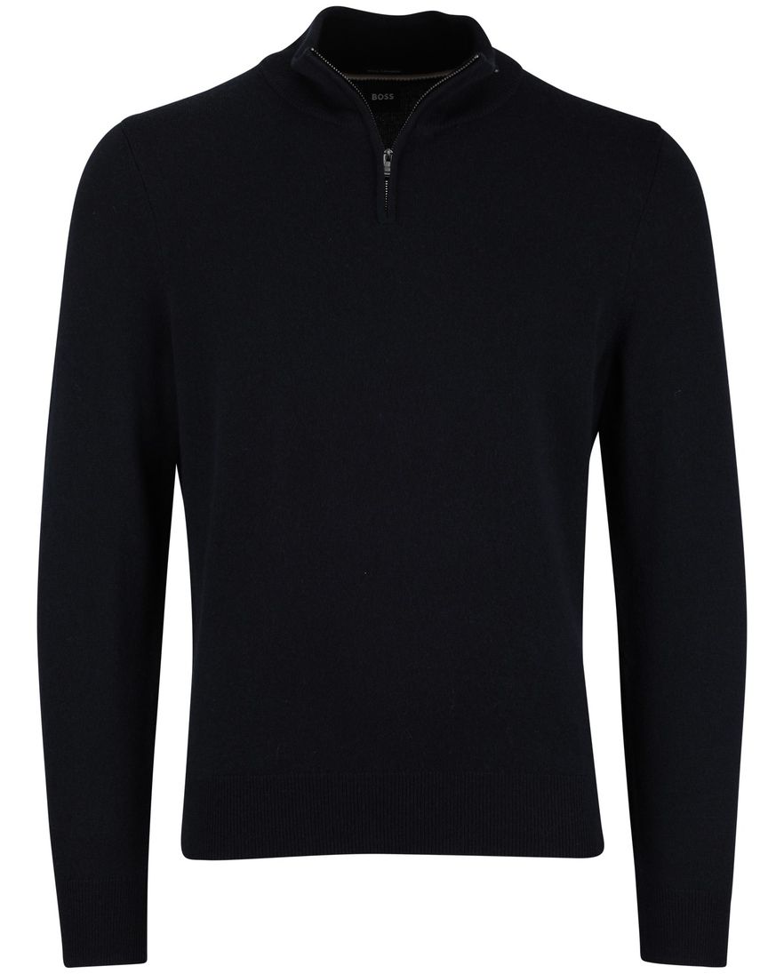 BOSS Black half zip donkerblauw effen