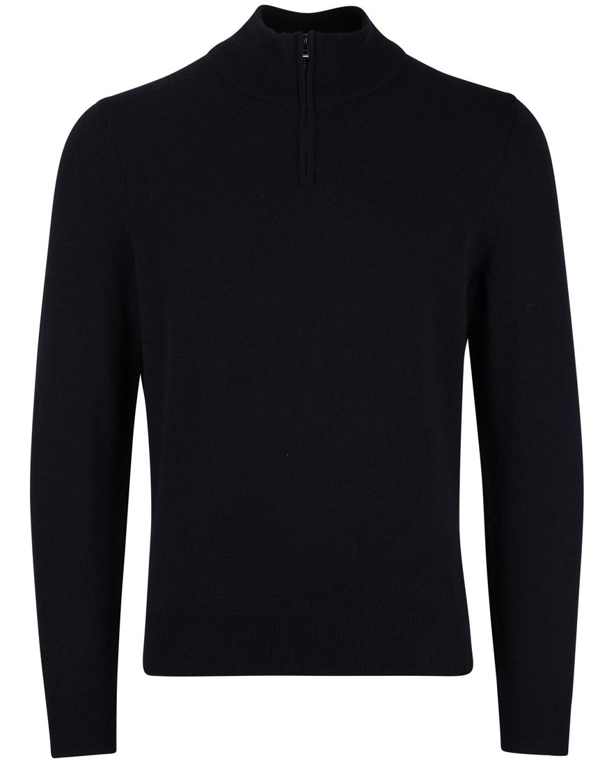 BOSS Black half zip donkerblauw effen