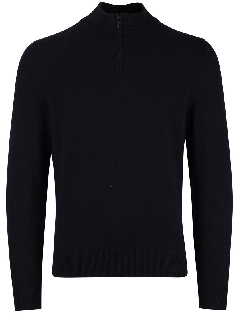 Effen half zip BOSS Black donkerblauw