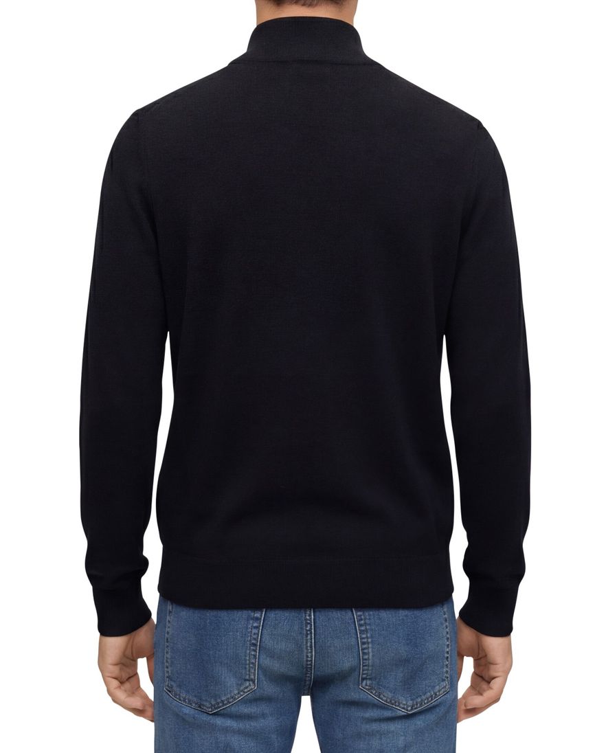 BOSS Black half zip donkerblauw effen
